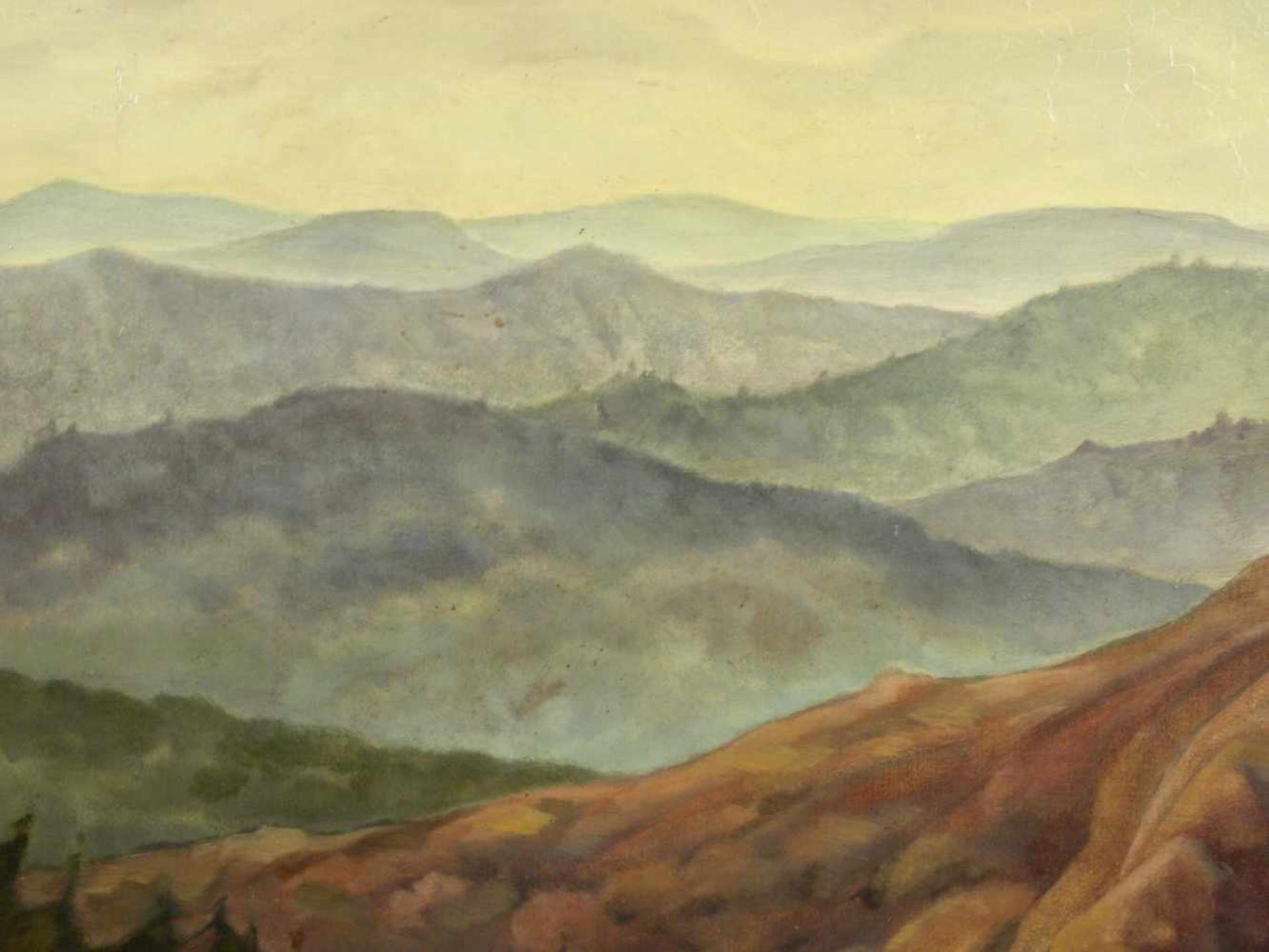 Heuberger, Ludwig - Gebirgslandschaft 1938Weitläufige Gebirgslandschaft unter von Wolken bedecktem - Bild 6 aus 6