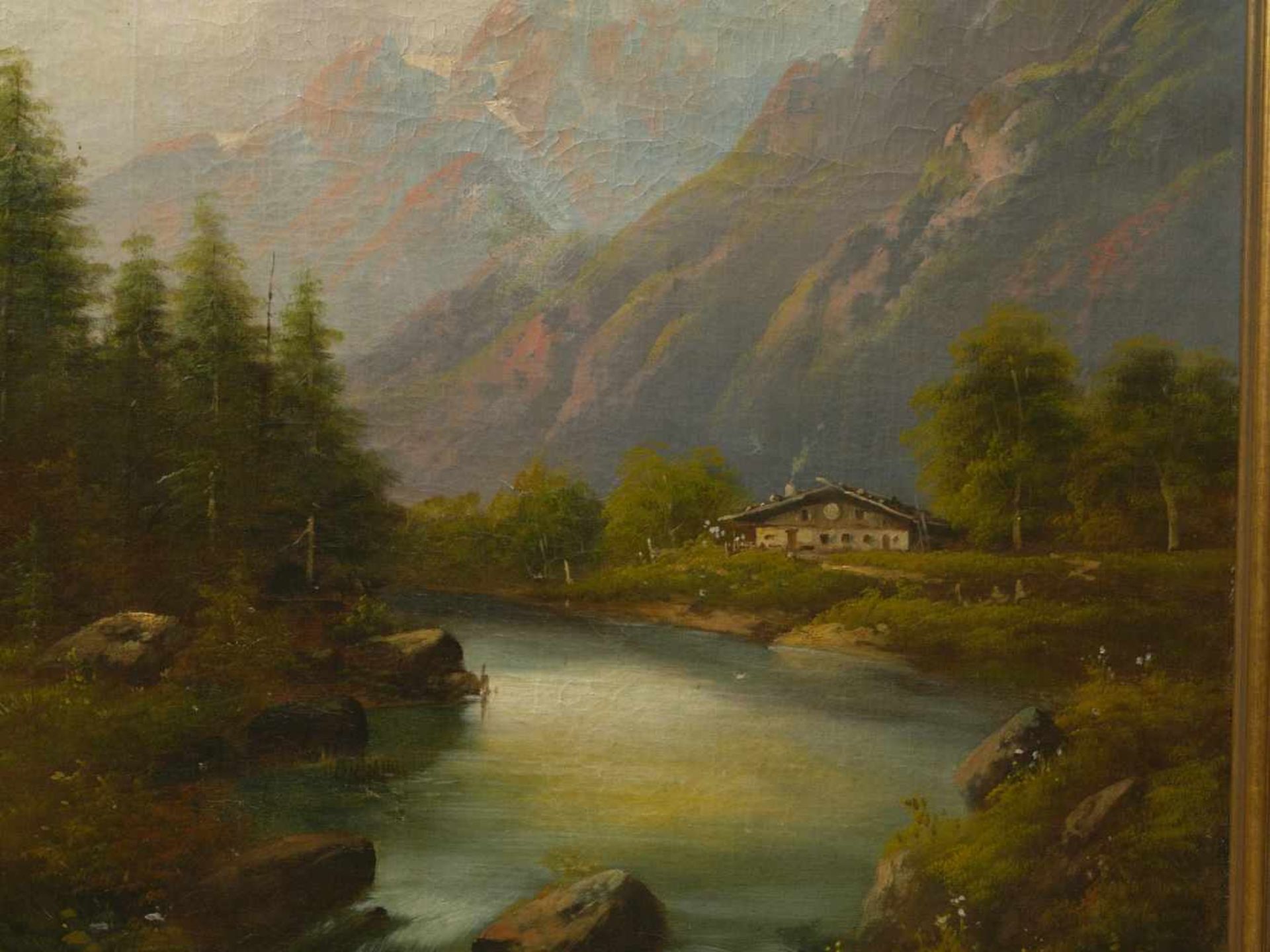 Kaufmann, Karl (1843-1902/03)/ Pseudonym F. Rodek - Flusstal in den BergenGroßformatiges Gemälde mit - Bild 4 aus 9