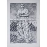 Rolf LUKASCHEWSKI (né en 1947) - Der Tennisspieler - 1974 - Crayon gras sur [...]