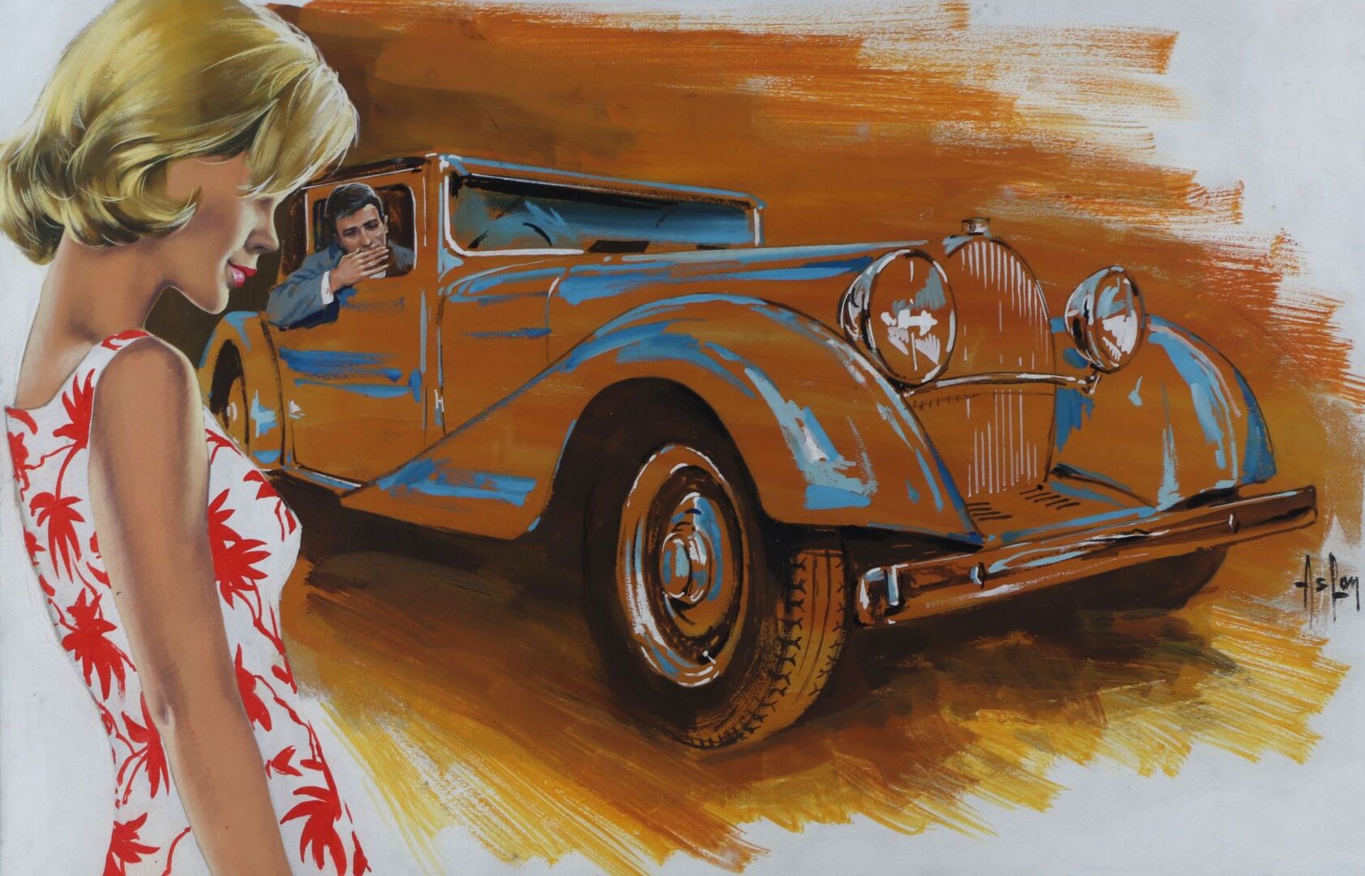 ASLAN (1930-2014). - Les attraits de l'automobile. - Gouache sur papier, signée en [...] - Bild 2 aus 4