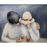 Guy LAINE. - Le couple. - Huile sur panneau, signée en bas à droite. - H_45 cm [...]