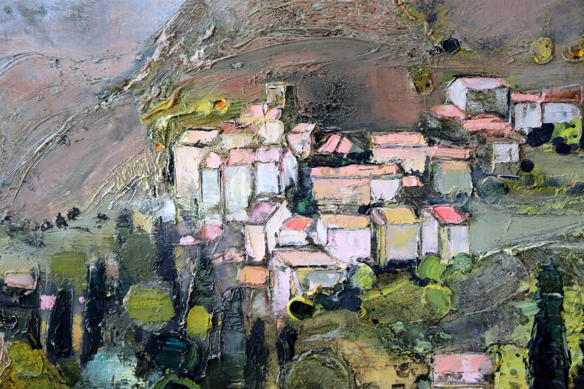 Michel JOUENNE (né en 1933). - Village aux toits roses. - Huile sur toile, signée [...] - Bild 3 aus 7