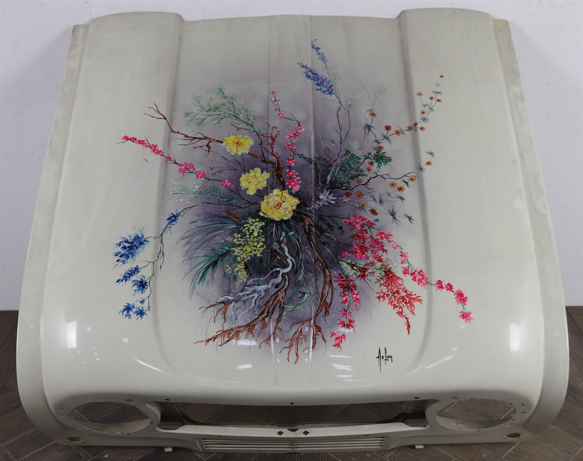 ASLAN (1930-2014). - Capot de RENAULT 4L peint d'un "éclatement de fleurs" pour la [...] - Image 5 of 6