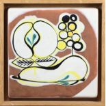 Roger CAPRON (1922-2006). - Nature morte 1950. - Carreau en terre cuite et émail [...]