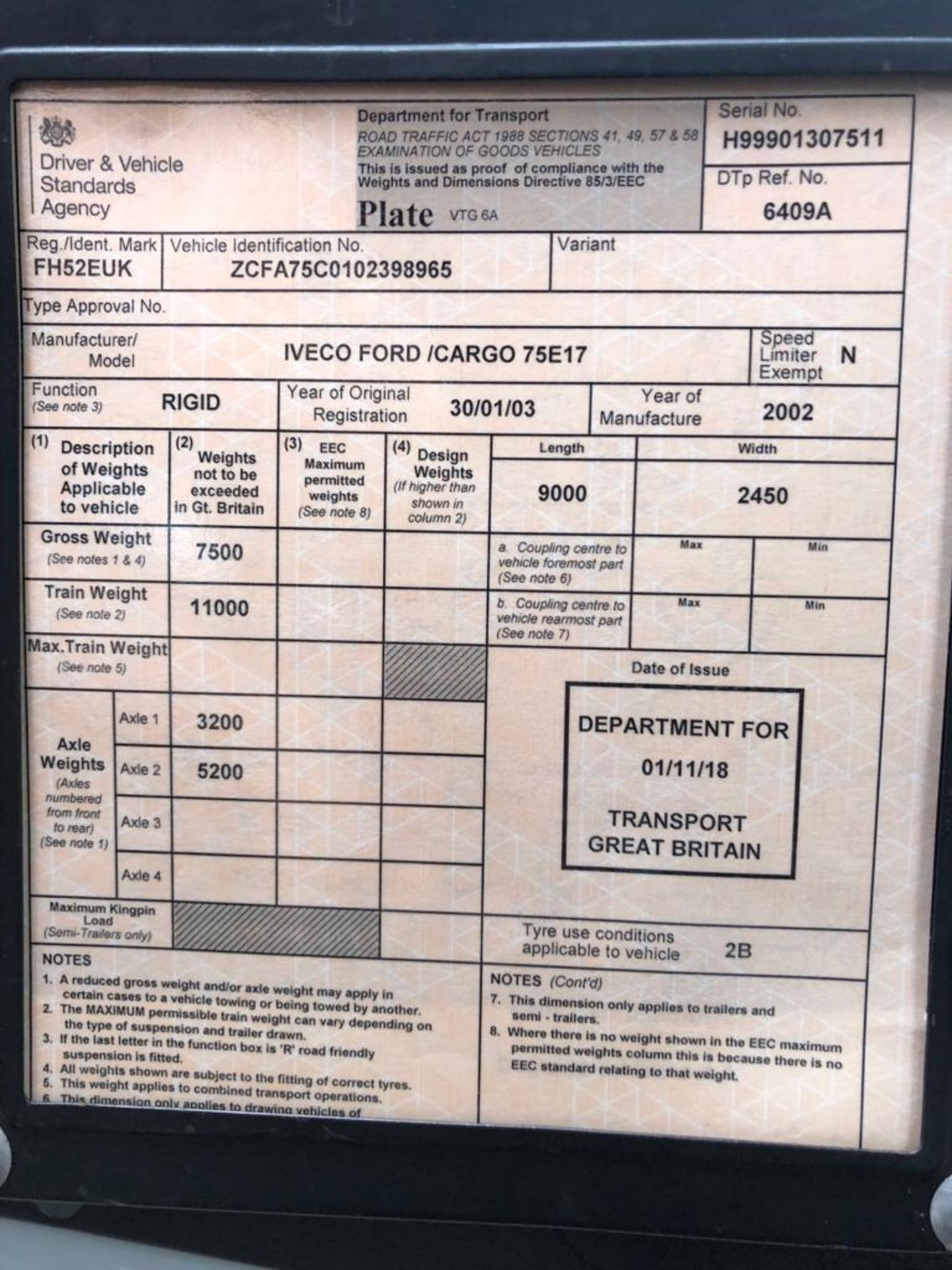 2003/52 REG IVECO-FORD CARGO TECTOR 75E17 SLEEPER CAB RECOVERY LORRY WITH WINCH *NO VAT* - Bild 18 aus 18