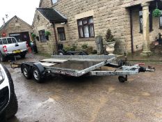 BRIAN JAMES 2000 KG TWIN AXLE TRAILER, GOOD BRAKES ALL LIGHTS WORK, NEARLY NEW TYRES *NO VAT*