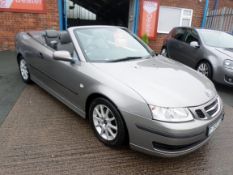 2007/07 REG SAAB 9-3 LINEAR GREY DIESEL CONVERTIBLE, SHOWING 3 FORMER KEEPERS *NO VAT*