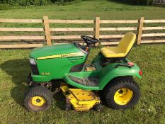 2006/06 REG JOHN DEERE X748 ULTIMATE GREEN / YELLOW DIESEL RIDE ON LAWN MOWER *PLUS VAT*