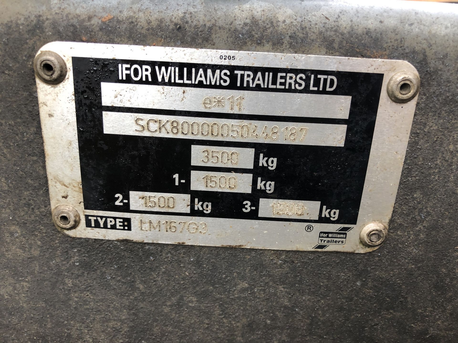 RARE 2005 IFOR WILLIAMS LM167G3 3.5T TRI-AXLE TRAILER ALLOY SIDES, CAGE SIDES AND REAR RAMP - Image 7 of 10