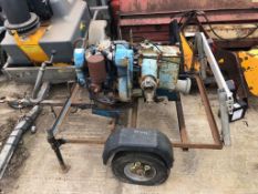 ANDREW SYKES UNIVAC LISTER PETTER WATER PUMP ON TRAILER - UNTESTED *PLUS VAT*