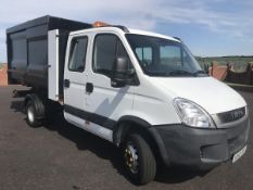 2010/60 REG IVECO DAILY 70C17 7 TON CREW CAB TIPPER WITH SIDE BIN LIFT REFUSE TRUCK *PLUS VAT*