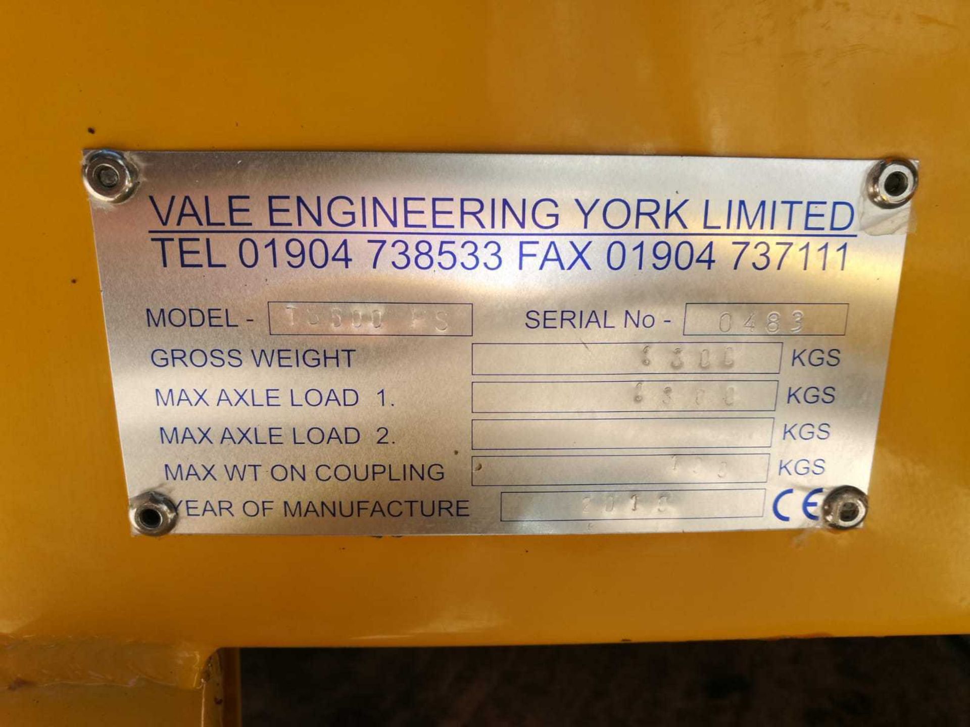 VALE POZI FEED TS500HS GRITTING TRAILER, SINGLE AXLE, 1300GTW *PLUS VAT* - Image 9 of 12