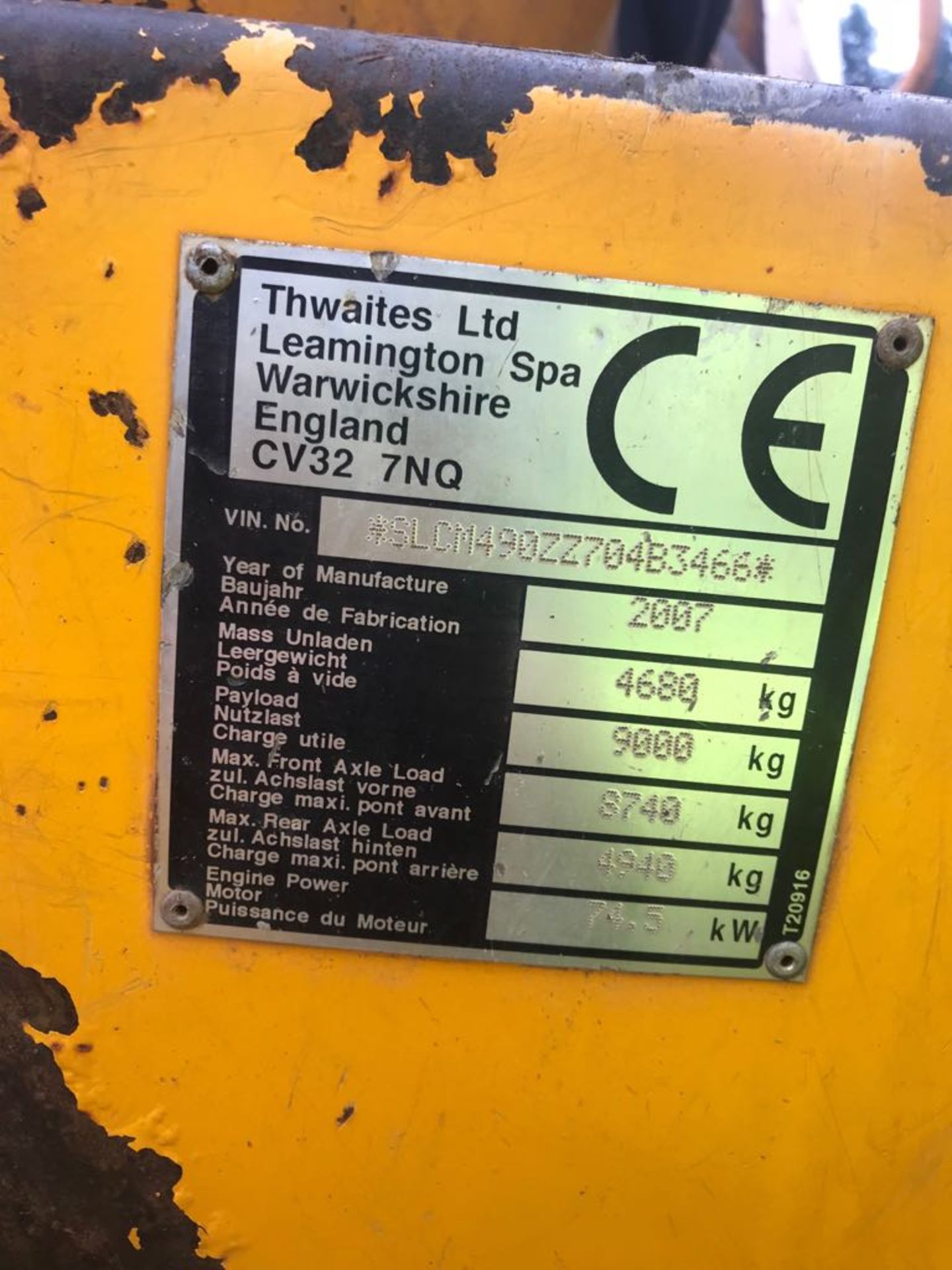 2007 THWAITES 9 TONNE DUMPER - Image 7 of 7