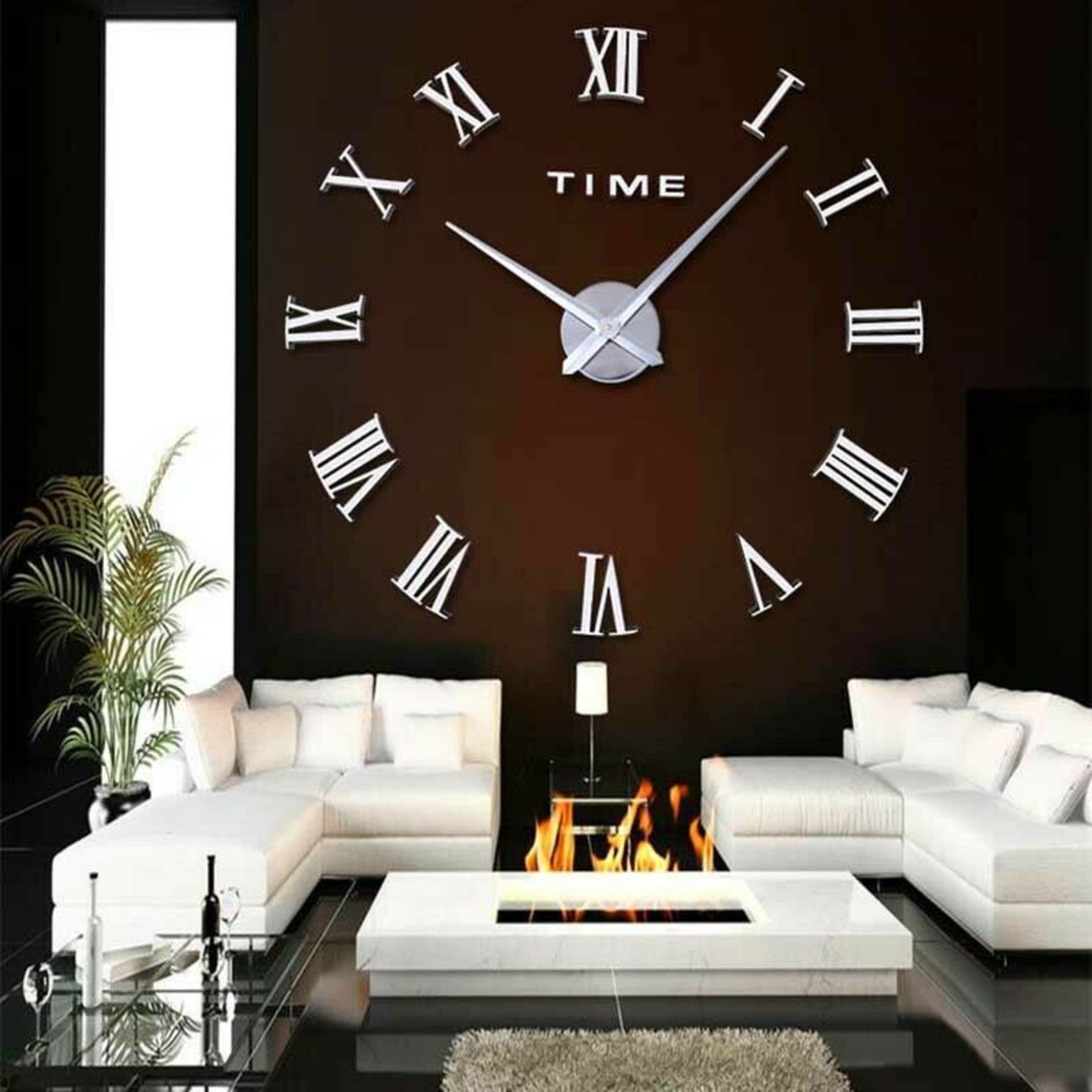 3D DIY EXTRA LARGE NUMERALS LUXURY MIRROR WALL CLOCK SILVER *PLUS VAT* - Image 2 of 5