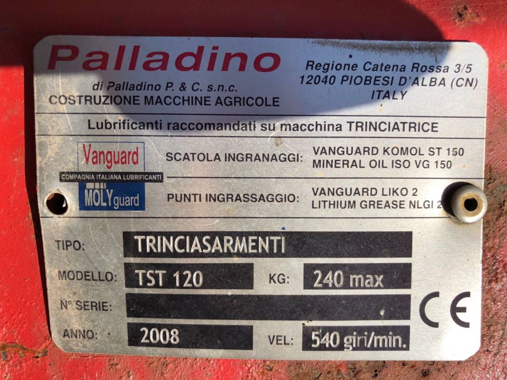 2008 PALLADINO TRINCIASARMENTI 4FT FLAIL MOWER WITH HEAVY DUTY BLADES FOR A COMPACT TRACTOR - Image 3 of 5