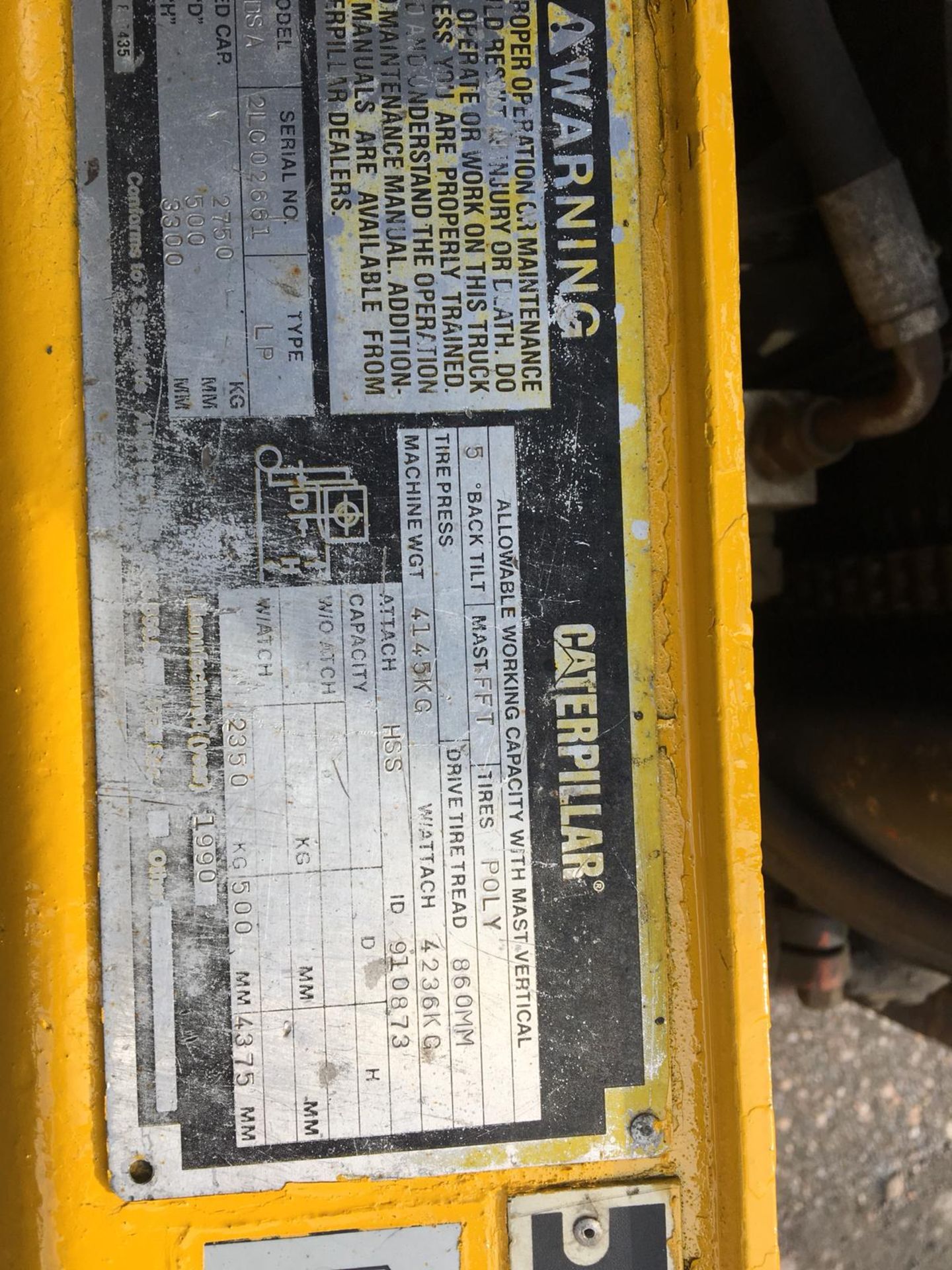 1990 CATERPILLAR T50DSA 2750 KG GAS POWERED FORKLIFT WITH TRIPLEX MAST *PLUS VAT* - Image 14 of 17