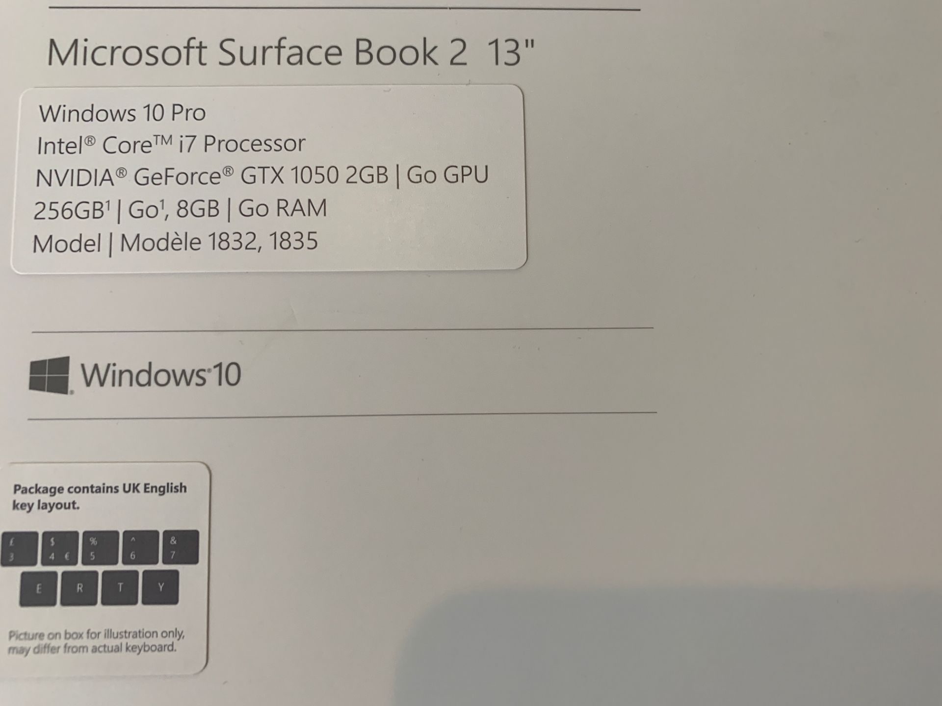 MICROSOFT SURFACE BOOK 2 13" LAPTOP, INTEL CORE I7 PROCESSOR, 8GB RAM, 256GB SSD, WIN 10 PRO, SILVER - Image 2 of 7