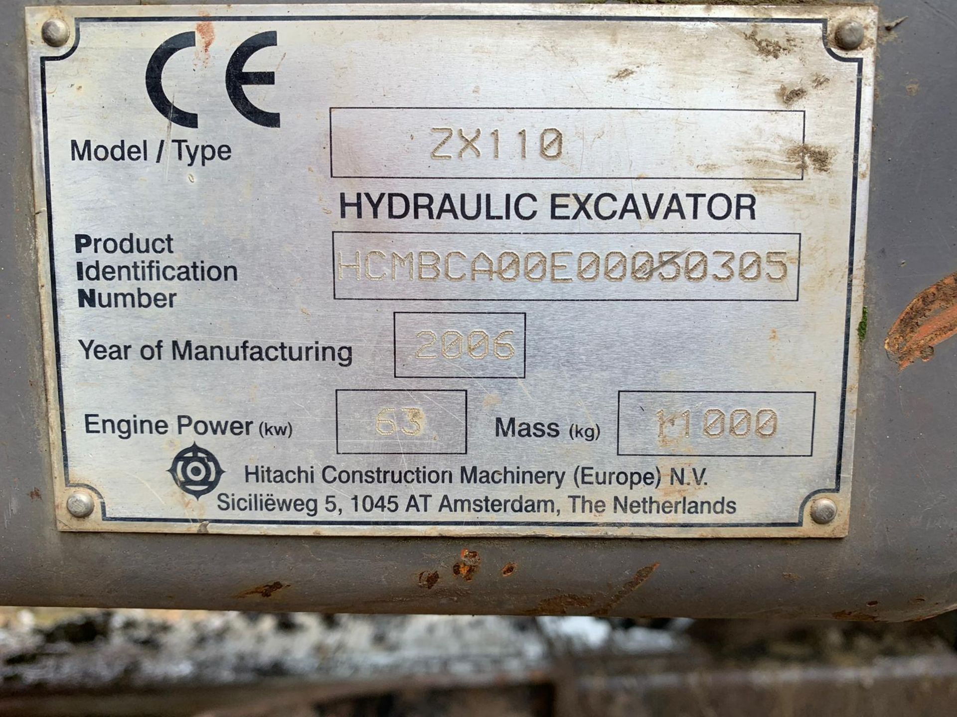 HITACHI ZX110 CRAWLER TRACKED EXCAVATOR, YEAR 2006, MASS 11 TONNE *PLUS VAT* - Image 7 of 7
