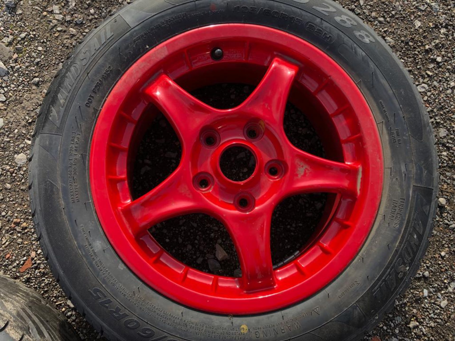 X2 SETS OF POWDER COATED RIMS C/W NEW TYRES FROM A MITSUBISHI EVO *PLUS VAT* - Image 12 of 13