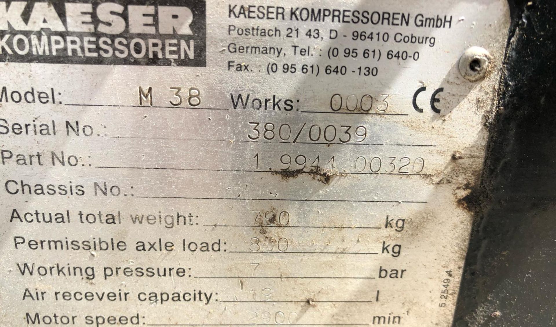 KAESER KOMPRESSOREN MADE IN GERMANY MODEL M38, RUNS & WORKS, 3 CYLINDER DEUTZ ENGINE *PLUS VAT* - Image 6 of 7