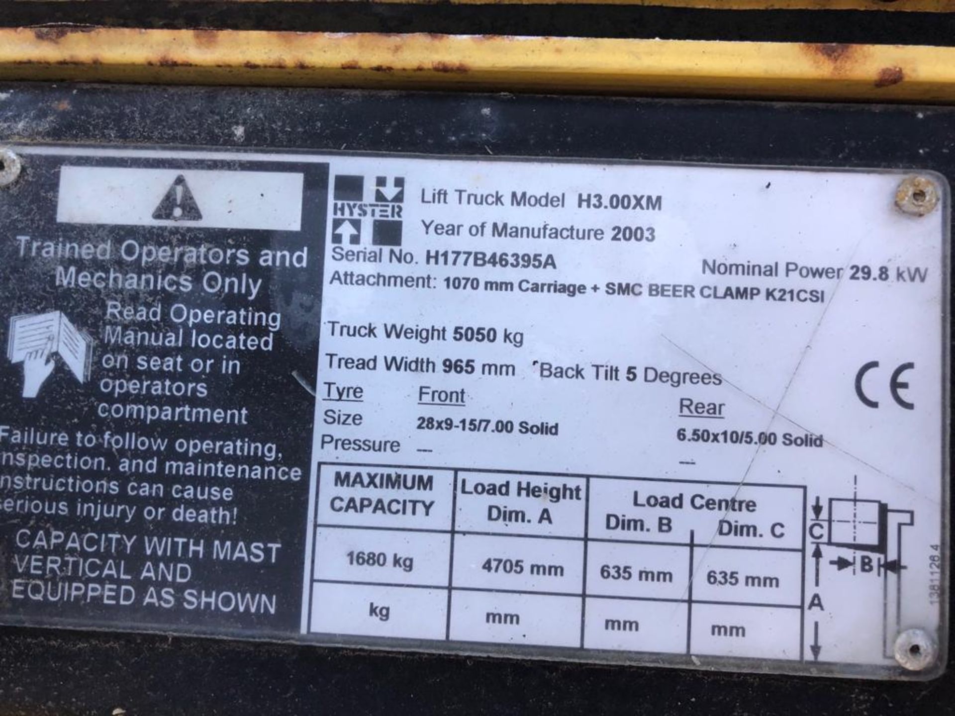 2003 HYSTER H3.00XM GAS FORKLIFT (FORKS NOT INCLUDED) *PLUS VAT* - Image 7 of 8