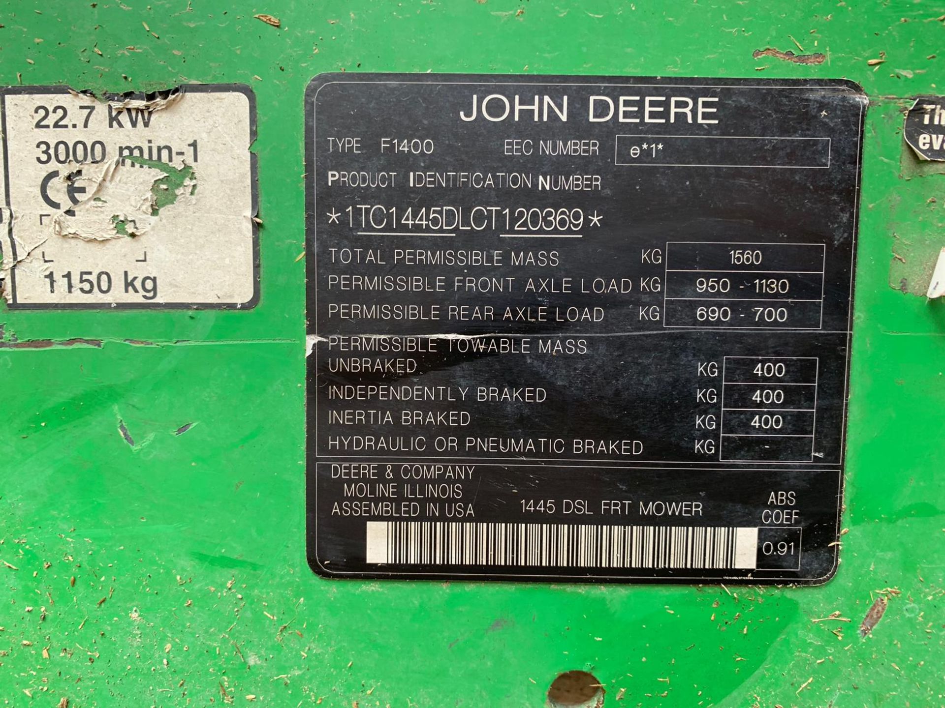 2012/12 REG JOHN DEERE 1445 SERIES II 4WD DIESEL RIDE ON LAWN MOWER *PLUS VAT* - Image 16 of 16