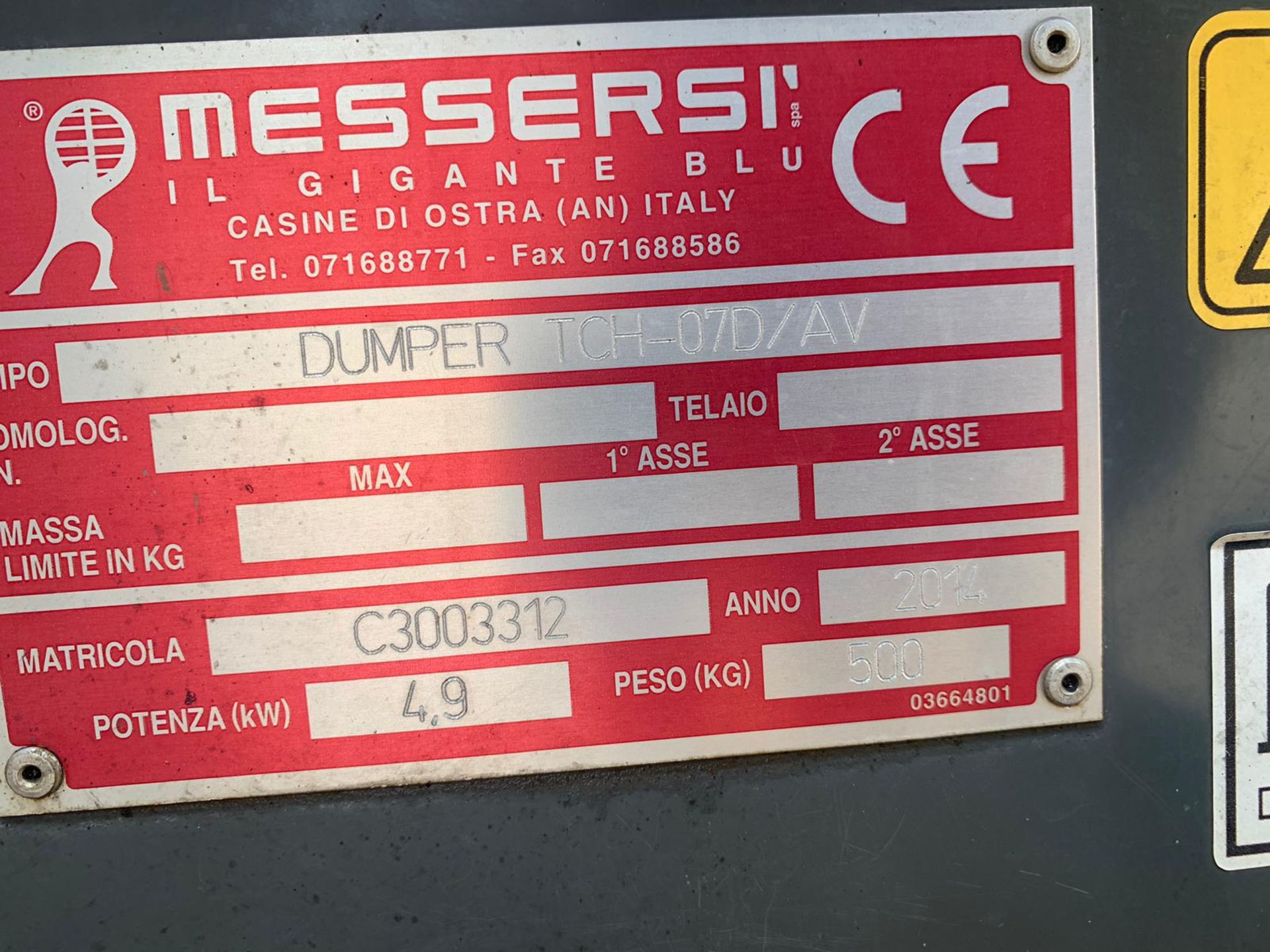 2014 MESSERSI TCH-07D/AV STAND ON TRACKED MINI DUMPER 500 KG *PLUS VAT* - Image 13 of 13