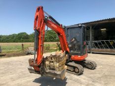 2014 KUBOTA KX71-3 EXCAVATOR, 1907 HOURS, QUICK HITCH, 2 SPEED TRACKING C/W 4 BUCKETS FULL GLASS CAB