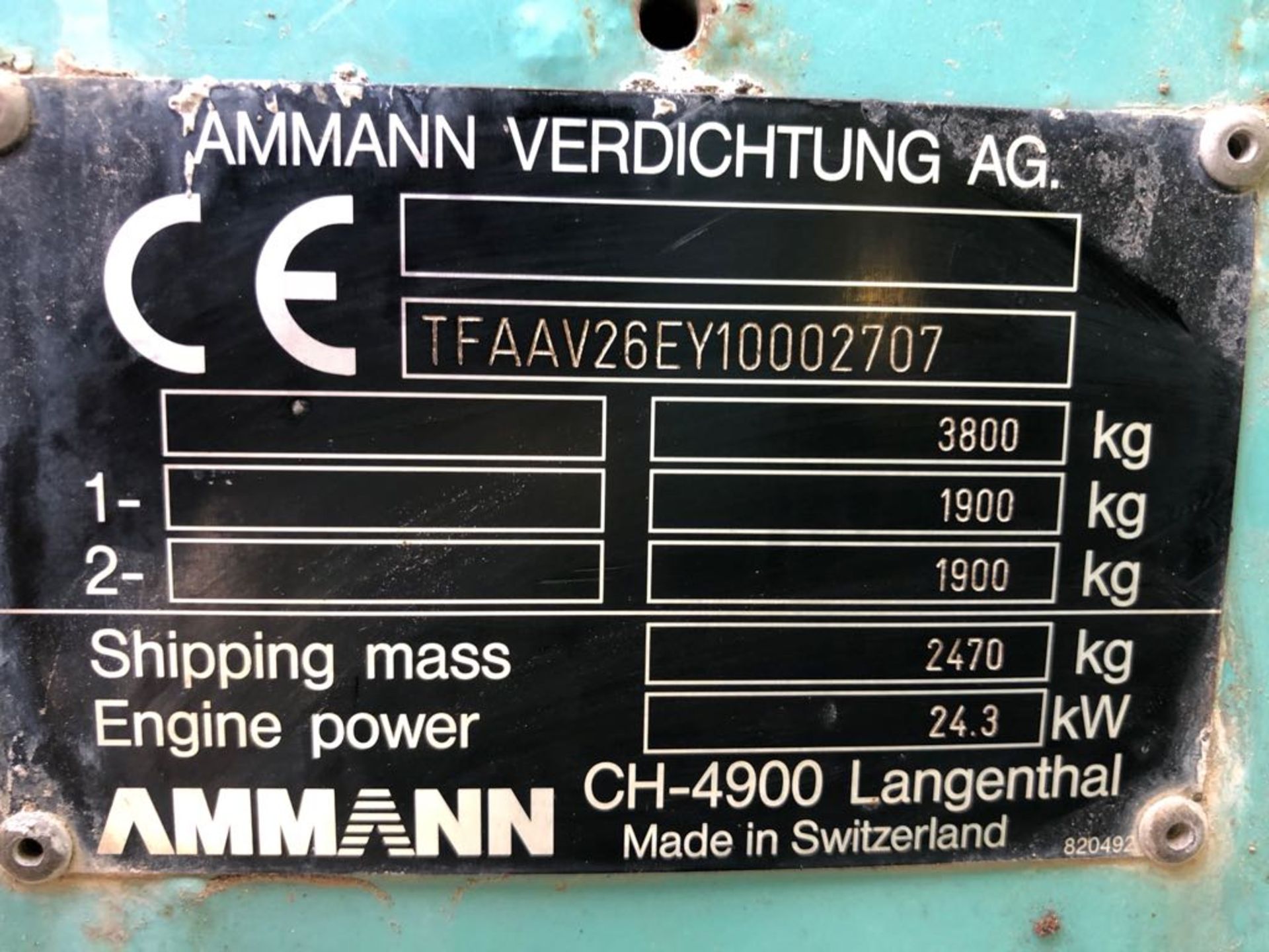 AMMANN AV26 RIDE ON ROLLER, YANMAR DIESEL ENGINE, SHOWING 1125 HOURS (UNVERIFIED) *PLUS VAT* - Image 7 of 9