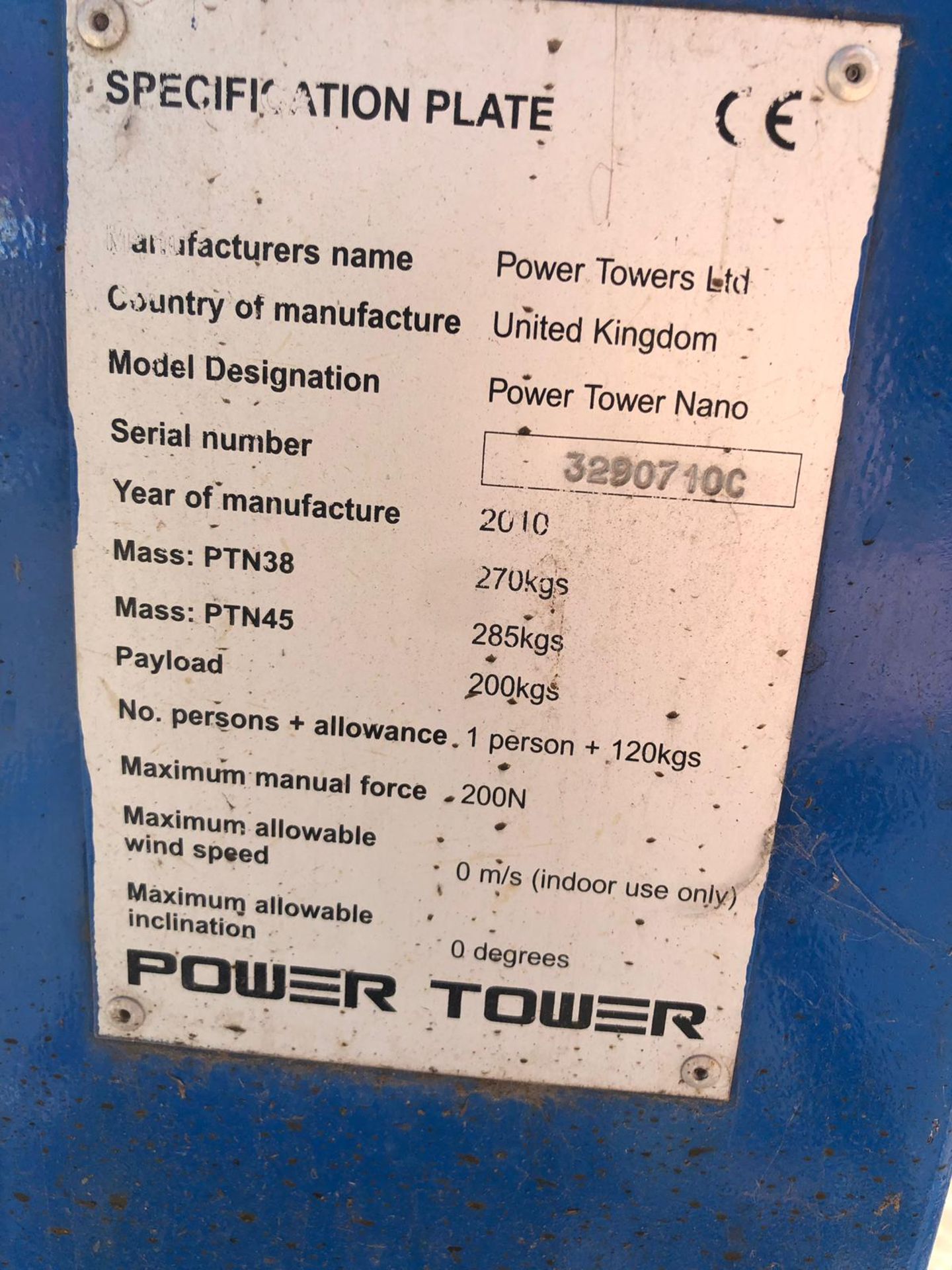 2010 POWER TOWER NANO LIFT PAYLOAD 200 KGS *PLUS VAT* - Image 5 of 5