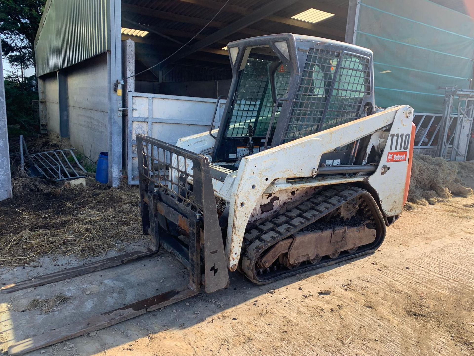 BOBCAT COMPACT TRACKED LOADER, MODEL T110, C/W FORKS, ROTAVATOR, BUCKET SWEEPER & BUCKET *PLUS VAT* - Image 2 of 17