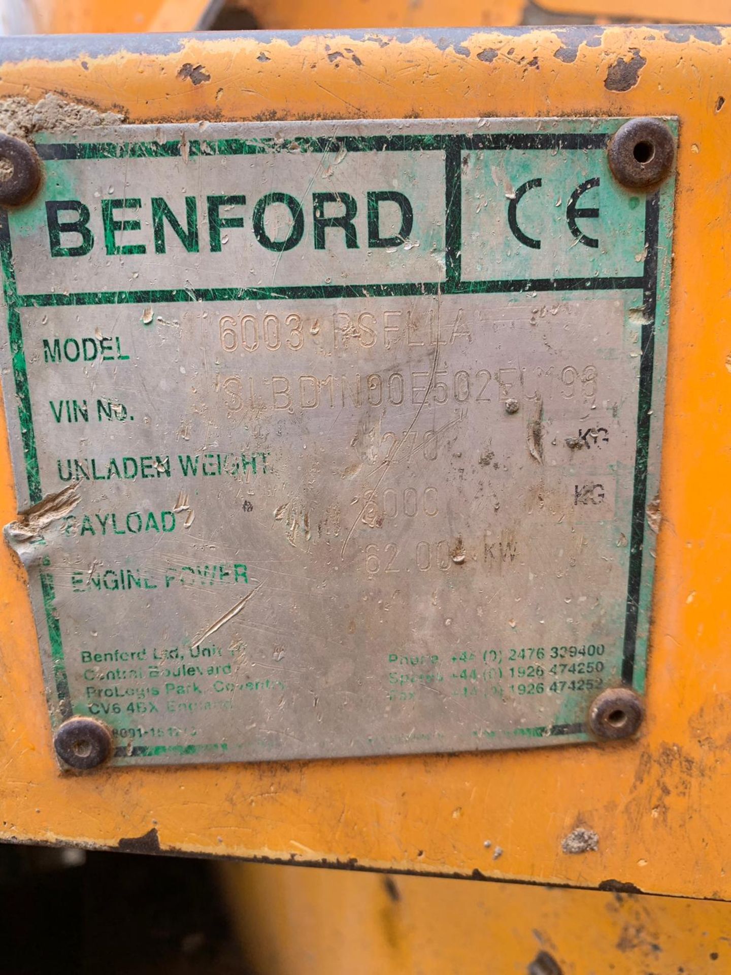 2005 BENFORD TEREX PS6000 6 TONNE SWIVEL DUMPER, RUNS WORKS AND TIPS *PLUS VAT* - Image 10 of 11