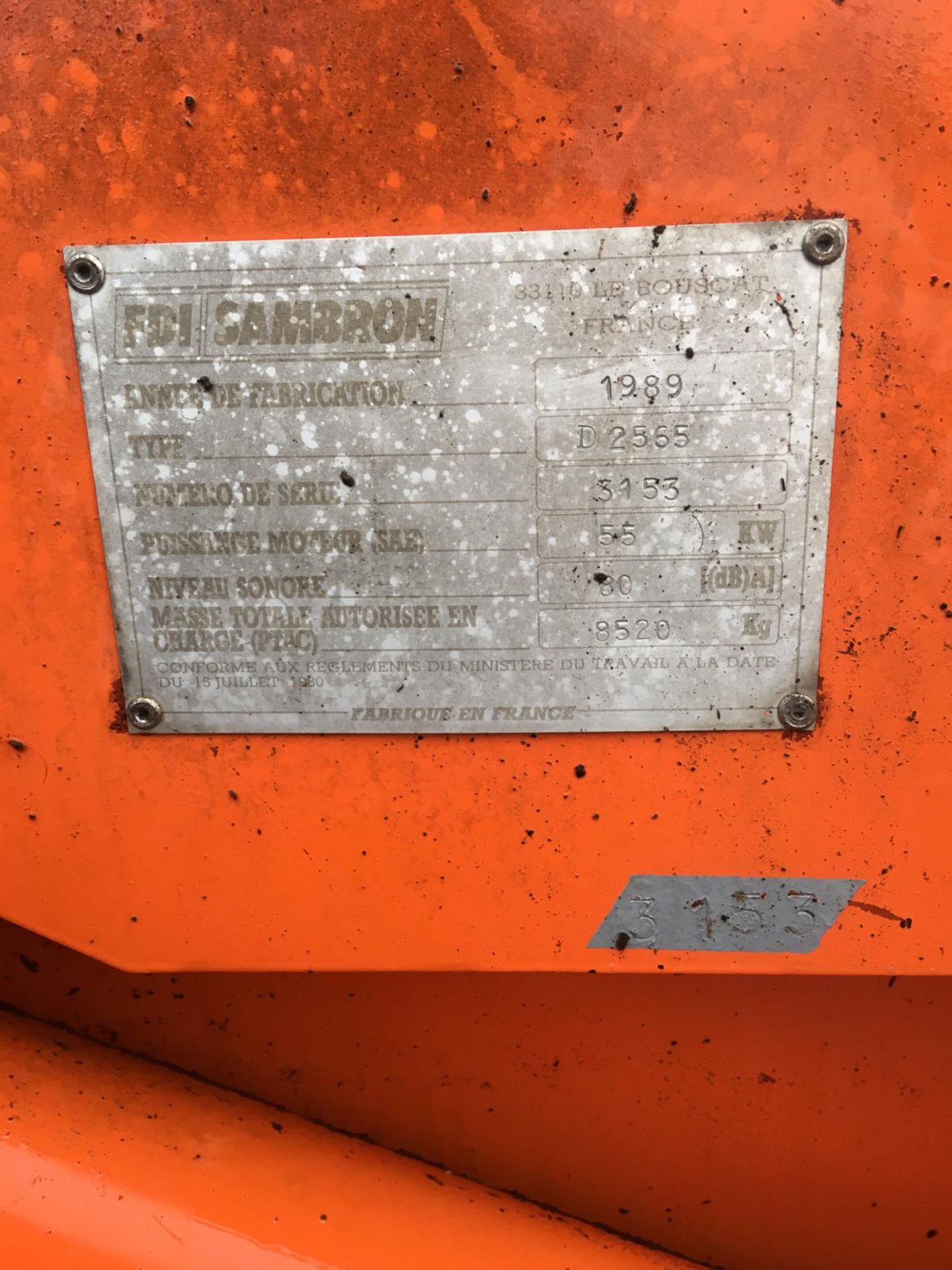 1989/F REG FDI-SAMBRON ORANGE TELEHANDLER DIESEL, GROSS MASS 8520 KG, RUNS, WORKS & LIFTS *NO VAT* - Bild 18 aus 18