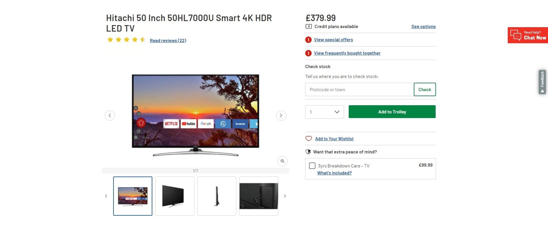 HITACHI 50INCH SMART 4K UHD TV WITH HDR, IN WORKING ORDER WITH REMOTE *NO VAT* - Image 7 of 7