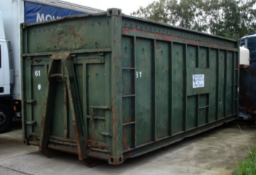 LARGE 40 CUBIC YARD ROLL-ON ROLL-OFF CONTAINER SKIP 1/2 FULL STEEL SCRAP *PLUS VAT*