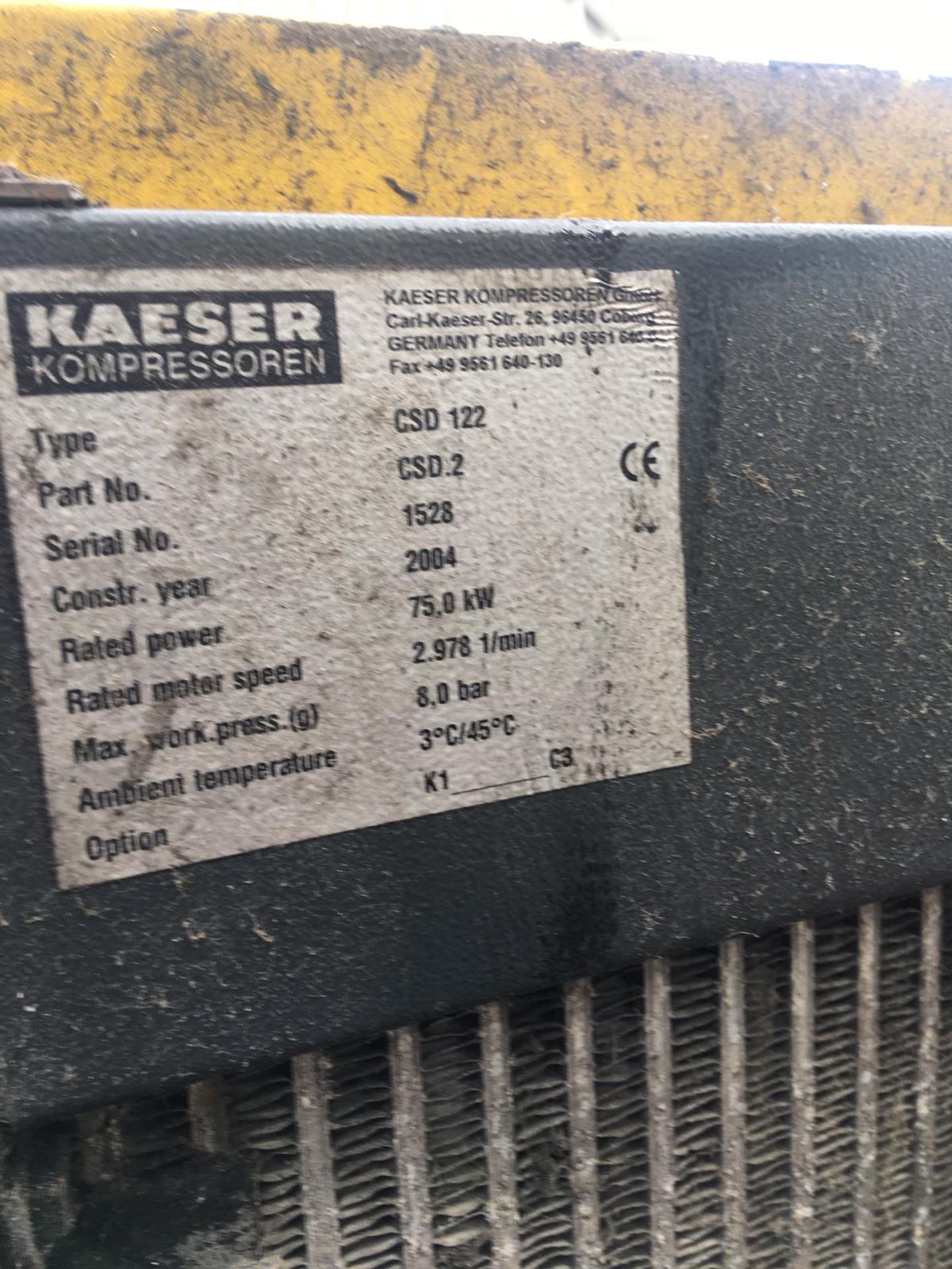 2004 KAESER CSD 122 HPC PULSAIR COMPRESSOR, RATED POWER: 75.0 KW, WORK PRESS 8.0 BAR *NO VAT* - Image 6 of 12