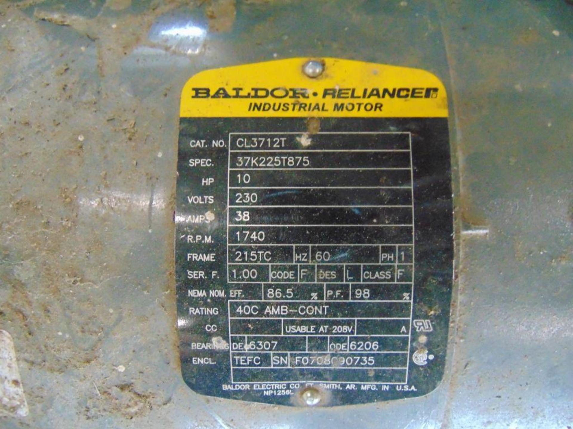 Baldor cl3712T Electric Motor , Located in Marlow Ok - Image 2 of 2