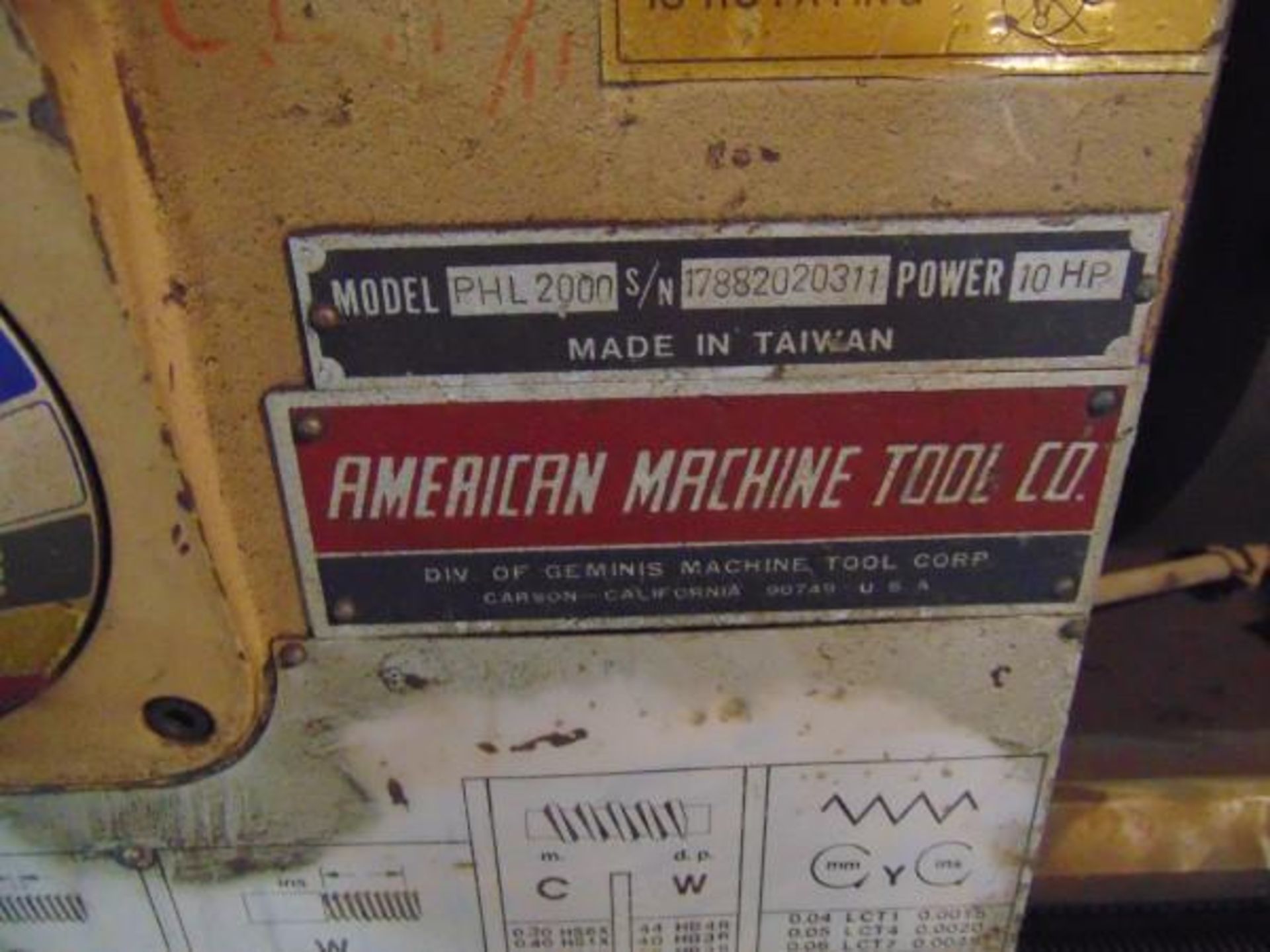 American Machine Tool Co PHL2000 Lathe, s/n 20311, 10hp, turnmaster 17x80,  Located in Elk City Ok - Image 5 of 5