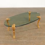 P.E. Guerin gilt bronze and glass coffee table