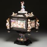 Capodimonte porcelain and ebony jewelry chest