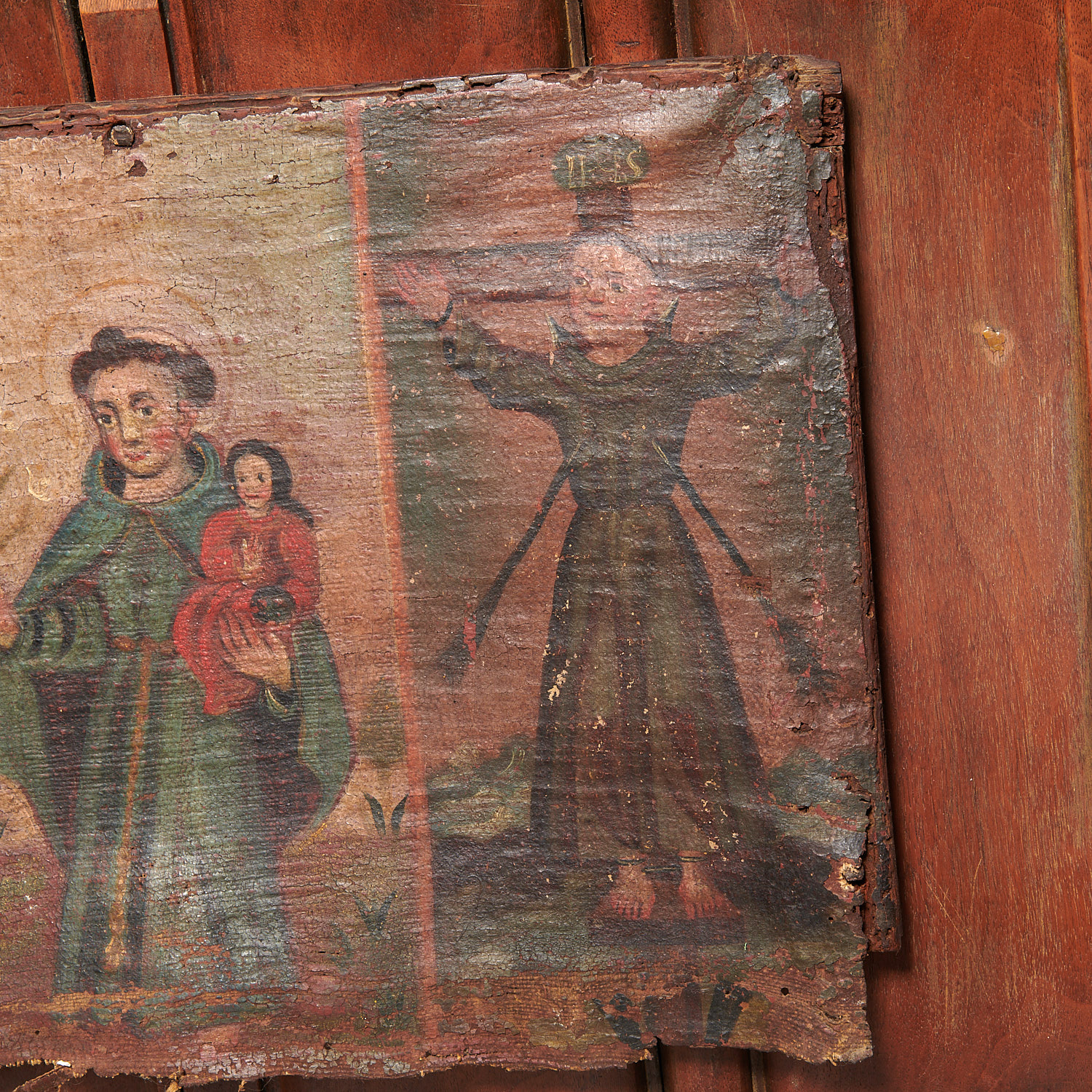 Spanish Colonial School, Triptych Retablo - Image 4 of 9