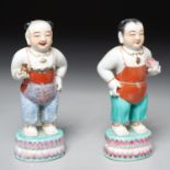 Pair Chinese Hoho boy figures
