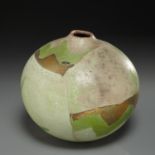 Rick Dillingham, glazed and gilt round pot, 1981