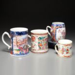 Group (4) Chinese Export famille rose mugs