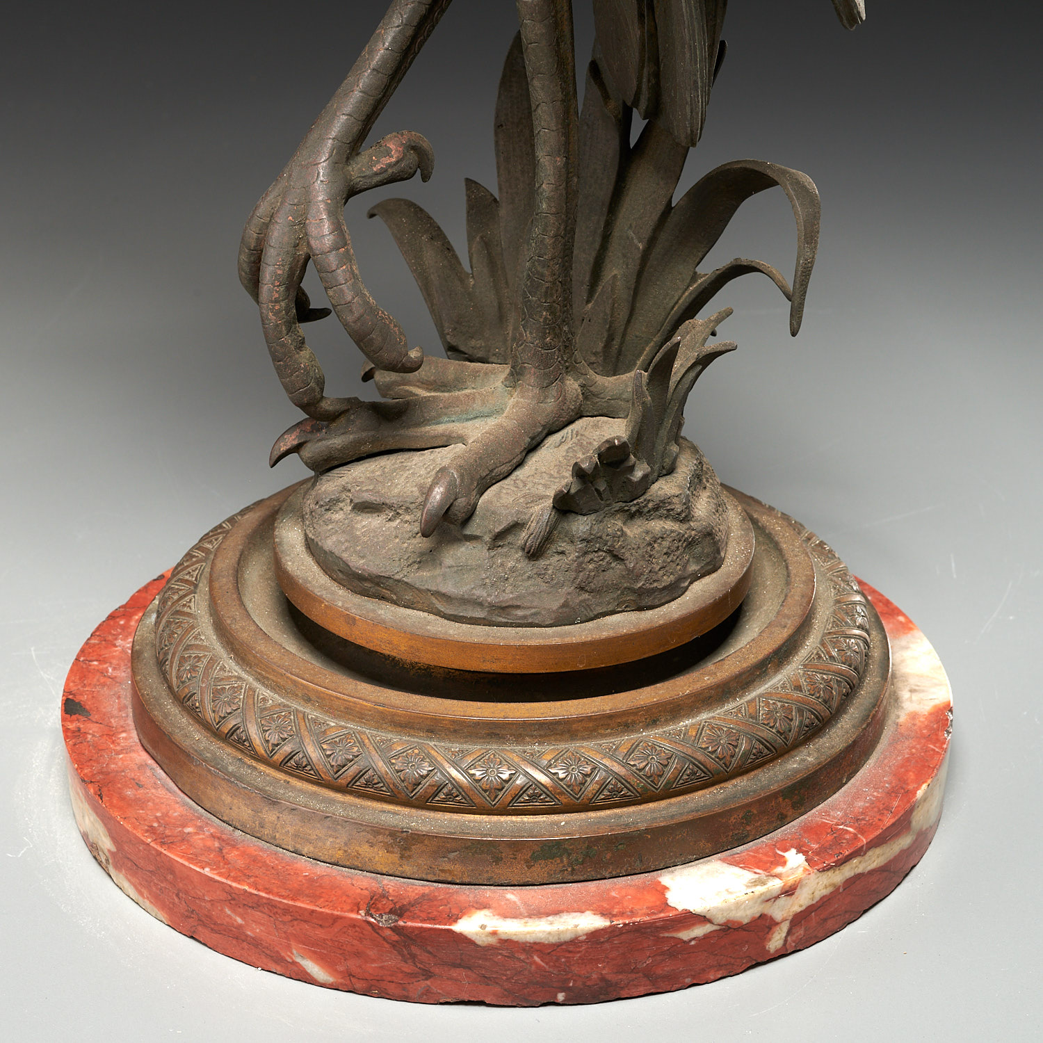 Large Continental patinated bronze Ibis vessel - Image 3 of 7