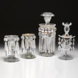 Assembled group (4) Georgian lustre candlesticks