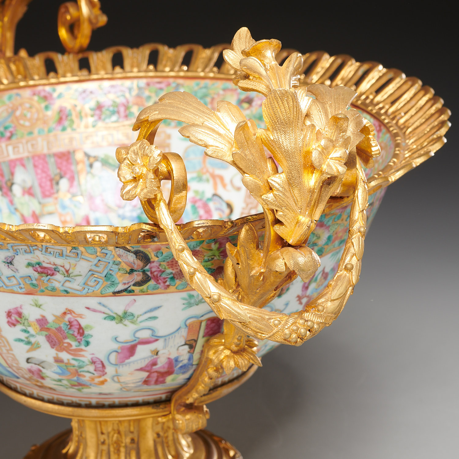 Chinese gilt bronze mounted rose mandarin bowl - Image 2 of 9