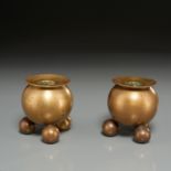 Naum Slutzky (style), pair brass orb candlesticks