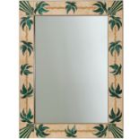Mexican Modern stone inlaid palm tree mirror