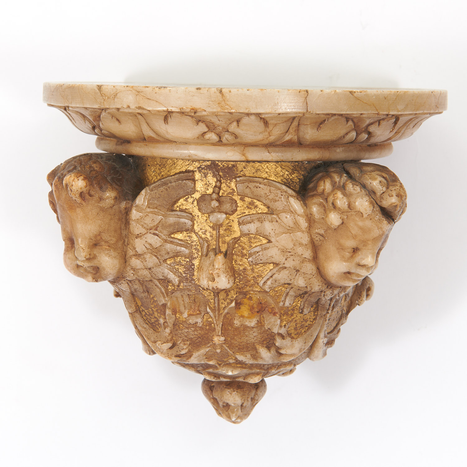 Pair Italian Baroque gilt alabaster wall brackets - Image 3 of 7